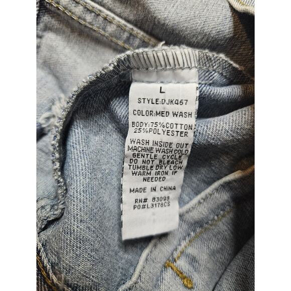 CI SONO BLUE‎ DENIM JACKET GRAY HOODIE BUTTON DOWN 4 POCKETS size L - Picture 7 of 7